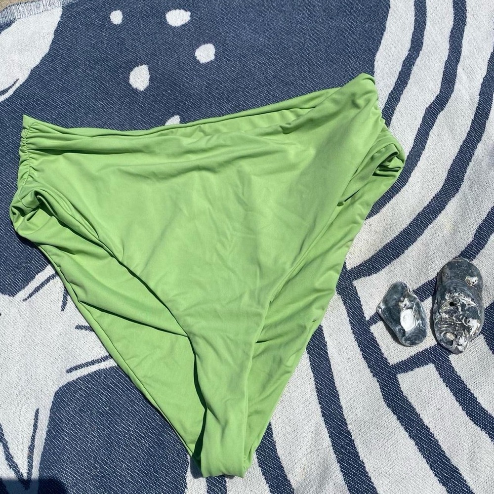 Dippin' Daisy's Lime Green High-Cut Shirred Sunset Green Bikini Bottom Ruched
